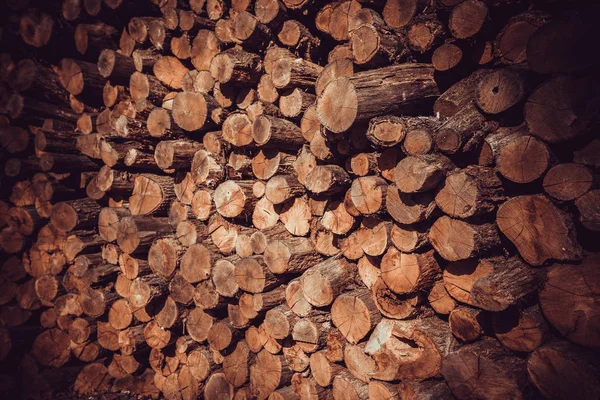 Pile of wooden sawn logs for background — Stock Photo, Image