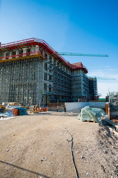 Construcción del nuevo edificio. Fondo de obra . — Foto de Stock