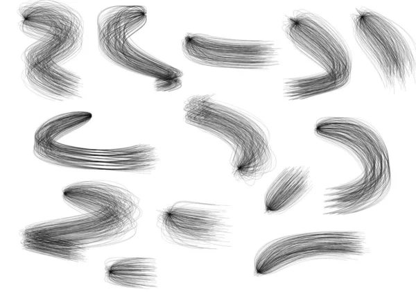 Siyah eğri dalgalı çizgiler dizisi fırça — Stok fotoğraf