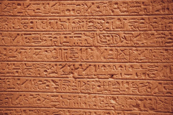 Närbild av egyptiska hieroglyfer på väggen — Stockfoto