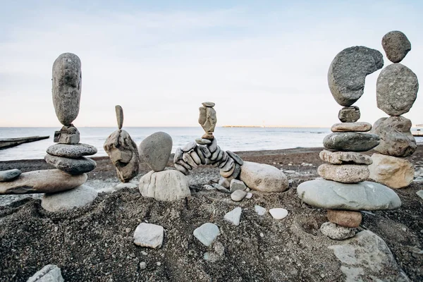 浜辺の石の姿。海を背景にした美しい石の姿. — ストック写真
