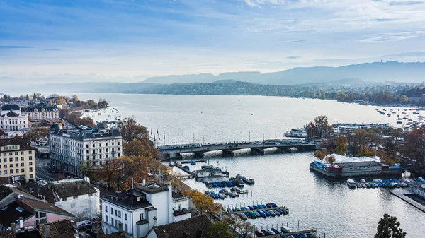 Pemandangan udara dari pusat kota bersejarah Zurich — Stok Foto