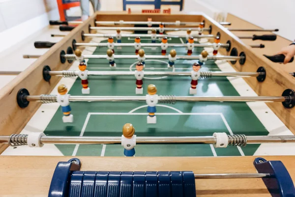 Table football game with red and blue players. Football game. — Stock Photo, Image