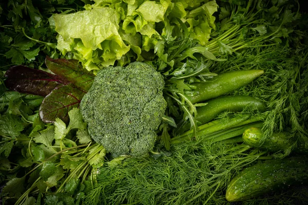 Fundo de legumes crus sortidas. Alimentação saudável e limpa, dieti — Fotografia de Stock