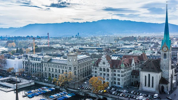 Vue aérienne du centre historique de Zurich — Photo