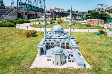 İstanbul, Türkiye-12 Temmuz 2017: Eyüp Sultam Camii 'nin kopyası. Miniatürk Parkı İstanbul 'da bulunuyor