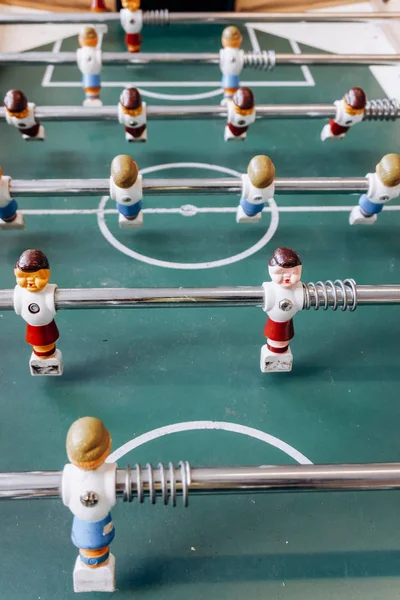 Table football game with red and blue players. Football game. — Stock Photo, Image