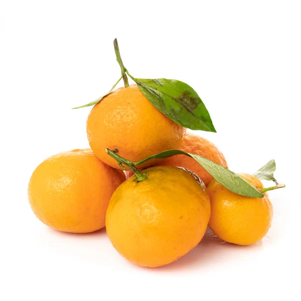 Tangerinas com folha isolada sobre fundo branco — Fotografia de Stock