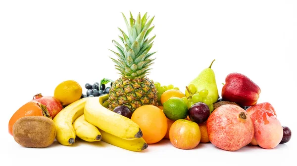 Mix of Fresh Organic Fruits isolated on white background — Stock Photo, Image