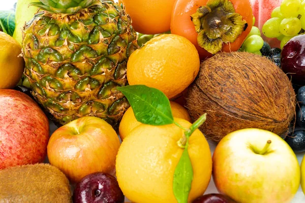 Fundo alimentar orgânico. frutas diferentes — Fotografia de Stock