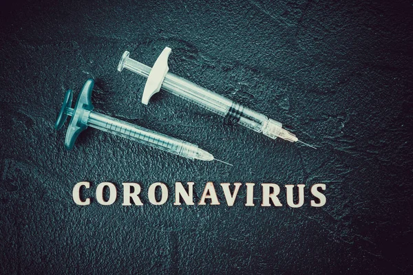Coronavirus Vaccine Vial Injection Syringe — Stock Photo, Image