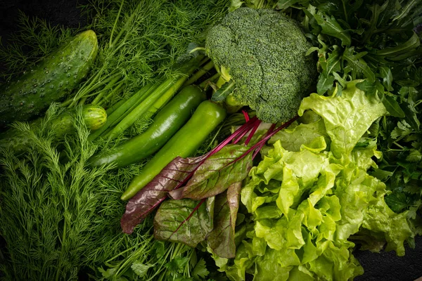 Vegetales Verdes Bodegón Fondo —  Fotos de Stock