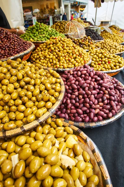 Olives Vendre Marché Alimentaire — Photo