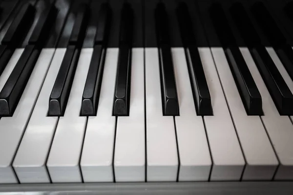 Close Black White Piano Keys Stock Photo