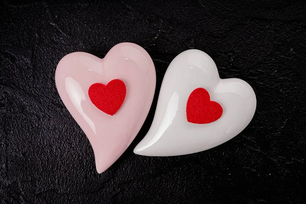 Διπλές Καρδιές Δύο Καρδιές Μαύρο — Φωτογραφία Αρχείου
