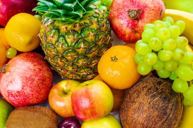 Organic food background. different fruits