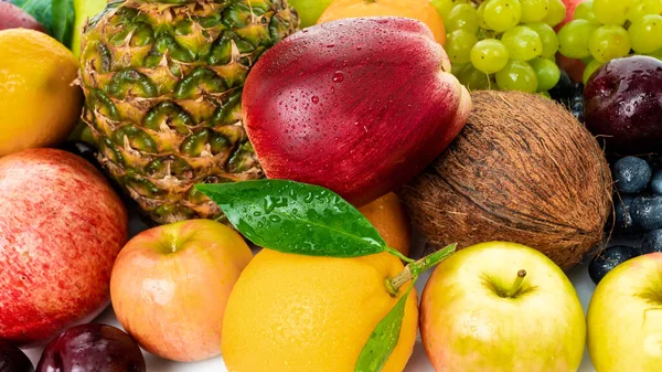 新鲜水果背景 健康饮食 — 图库照片