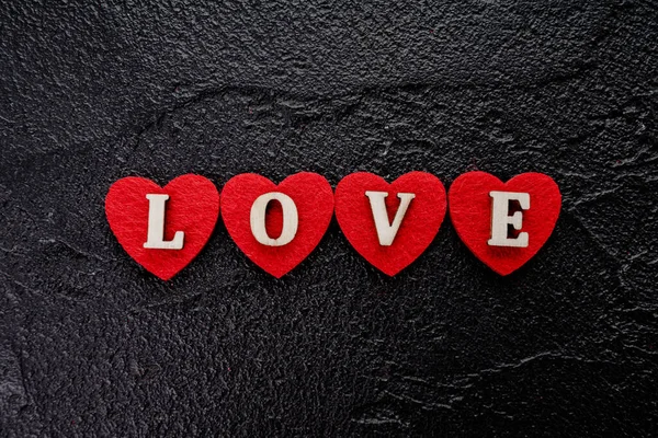 Corazones Rojos Negro Concepto Día San Valentín Amor Boda — Foto de Stock