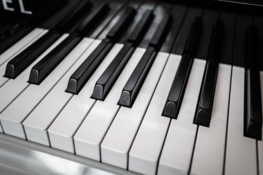 Piyano Klavyesi. Yukarıdan izlenen piyano tuşları