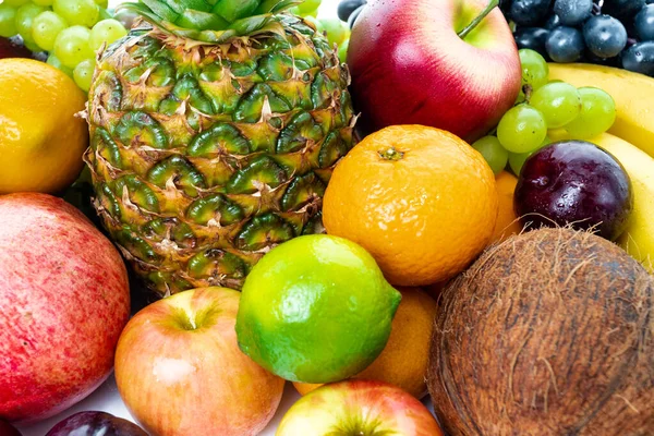 Composição Com Monte Frutas Diferentes Frutos Exóticos — Fotografia de Stock