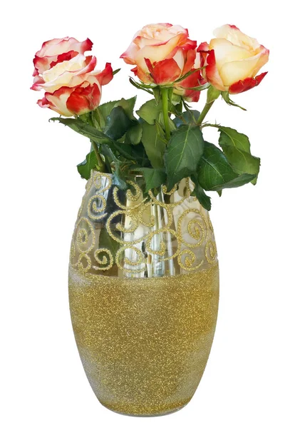 Rose in vaso d'oro — Foto Stock