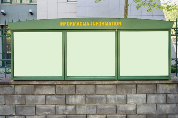 Green metal information billboard — Stock Photo, Image