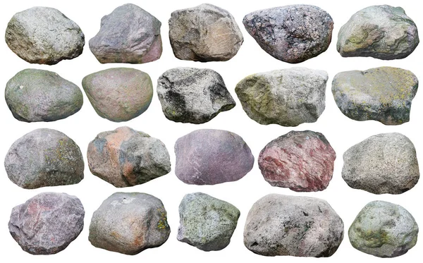 Twenty big granite forest  boulders set — Stock Photo, Image