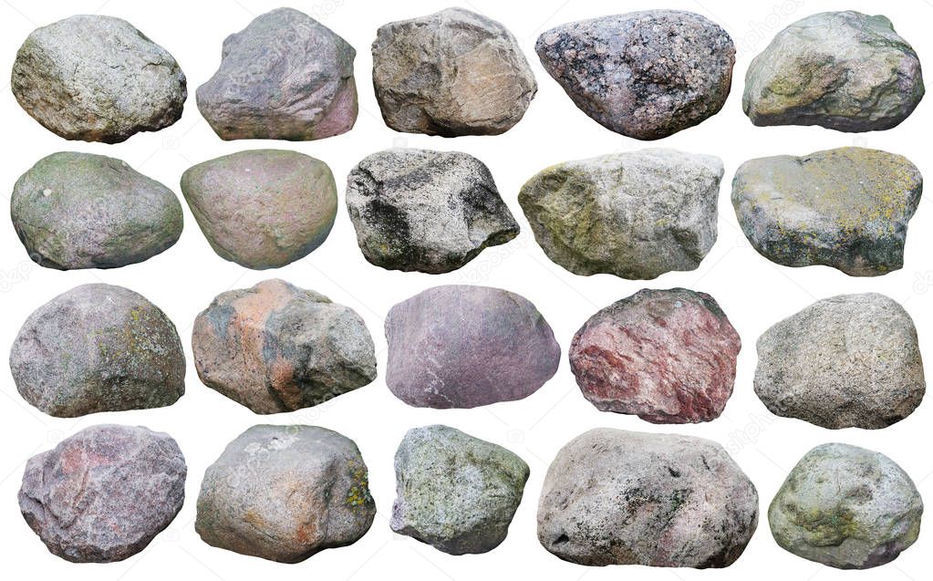  Twenty big granite forest  boulders set