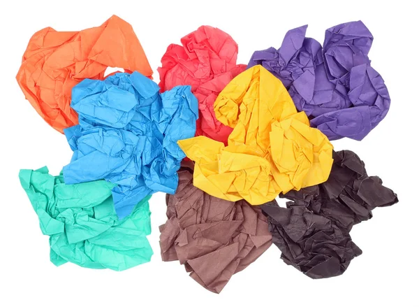 The crumpled  paper sheets of different colors — Stock Photo, Image