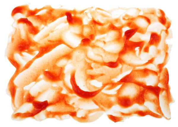 Τομάτα κέτσαπ είναι smeared σε έναν λευκό πίνακα — Φωτογραφία Αρχείου