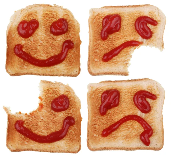 Toast met ketchup geïsoleerd — Stockfoto