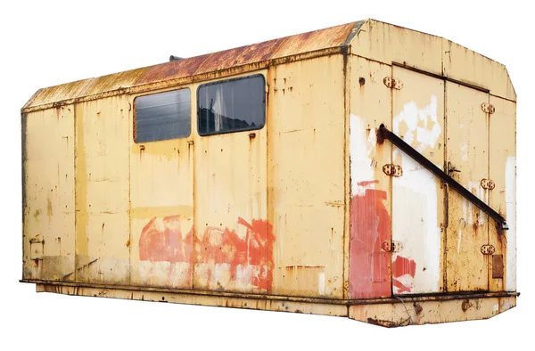 Elszigetelt piszkos sárga fém trailer — Stock Fotó