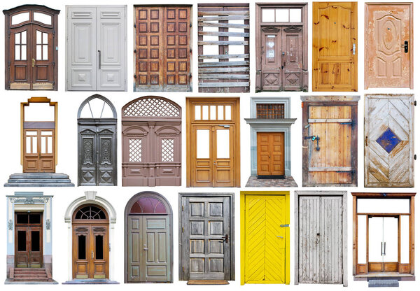 Modern wooden street doors in vintage retro style