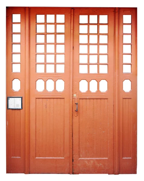 Wooden lattices as decorative elements on big orange color  wood — Stock Photo, Image