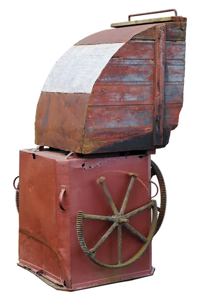 Vintage żelaza zardzewiały pole powietrze wału z stary wiatrak. — Zdjęcie stockowe