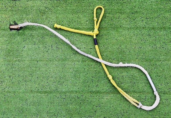 Fragment of a white yellow rope — Stock Photo, Image