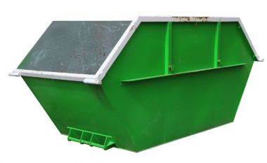 İnşaat atıkları için çelik yeni boş yeşil kapsayıcı.