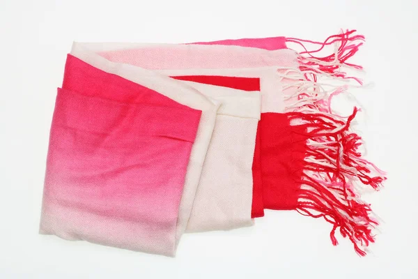 The red light women's scarf  with fringe of thread — Stock Photo, Image