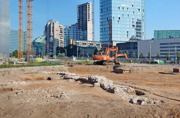 Archeologický výzkum při stavbě nové Milan — Stock fotografie