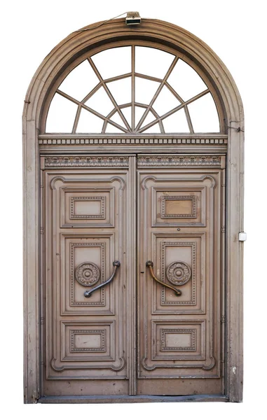 Oude leeftijd vuile houten deur geïsoleerd — Stockfoto