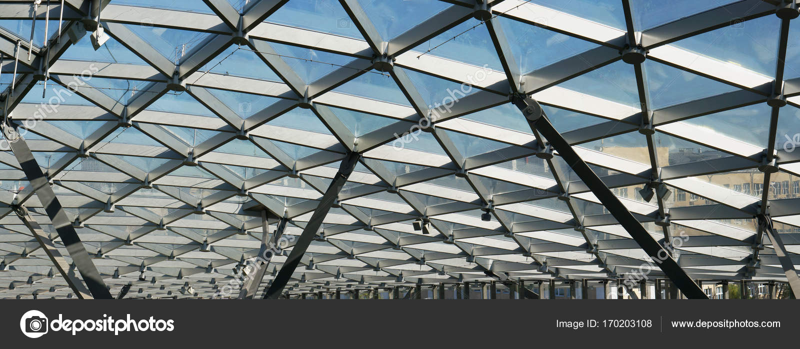 The Glass Ceiling Of The Modern Building Supports A Steel