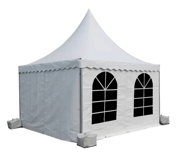 Witte canvas tent is geïnstalleerd op de straat — Stockfoto