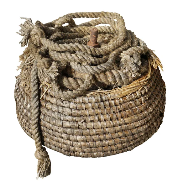 A bunch of old ship jute rope isolated — Stock Photo, Image