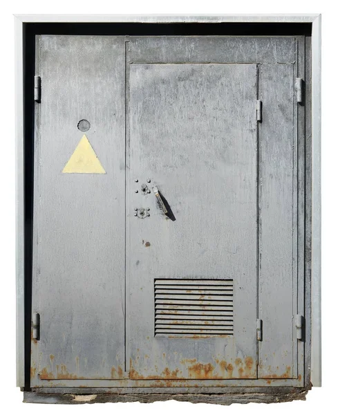 Paslı çelik vinage kapısı ile çıplak patlama gri pai boyalı — Stok fotoğraf