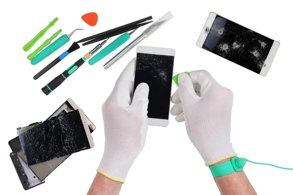 Repair of the  modern smart phones in the professional european — Stock Photo, Image