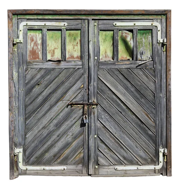 Szüreti év nem festett fa garázs ajtók — Stock Fotó