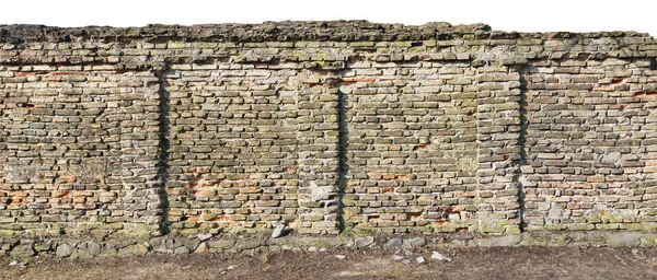 Long fragment du monastère centenaire détruit brique jaune — Photo