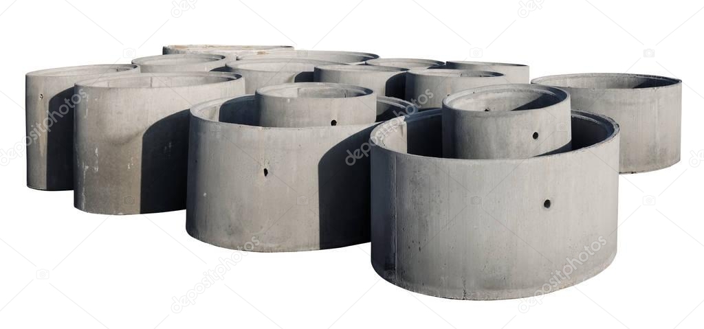 Large concrete rings for wells and sewer systems are prepared fo