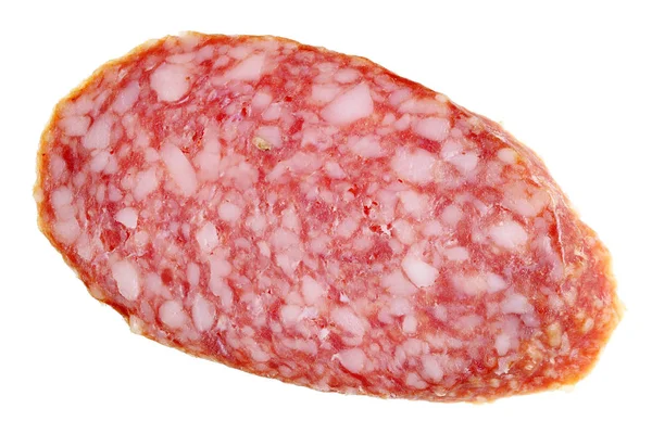 Een stuk van slechte kwaliteit gerookte worst met salami met een heleboel — Stockfoto