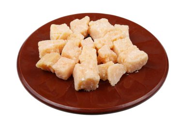 Seçkin parmesan peynirinden bir yığın iki yıllık.